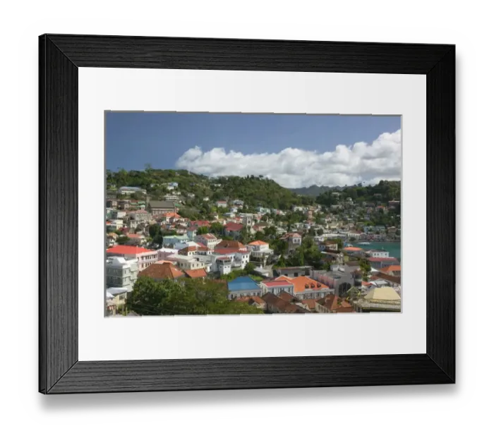 Framed Print : Caribbean, GRENADA, St. Georges Town View from Fort George