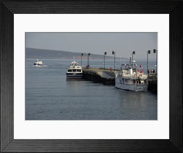 Framed Print : Canada, Quebec, Perce. Pier at Perce, Bonaventure Island NP in the distance. IMAGE RESTRICTED Framed Print : Canada, Quebec, Perce. Pier at Perce, Bonaventure Island NP in the distance. IMAGE RESTRICTED