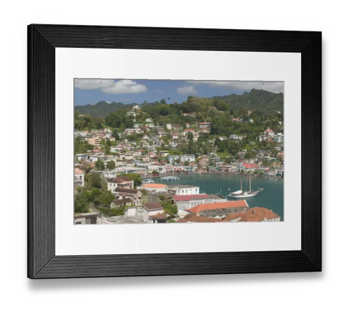 Framed Print : Caribbean, GRENADA, St. Georges St. Georges Harbor From Fort George Framed Print : Caribbean, GRENADA, St. Georges St. Georges Harbor From Fort George