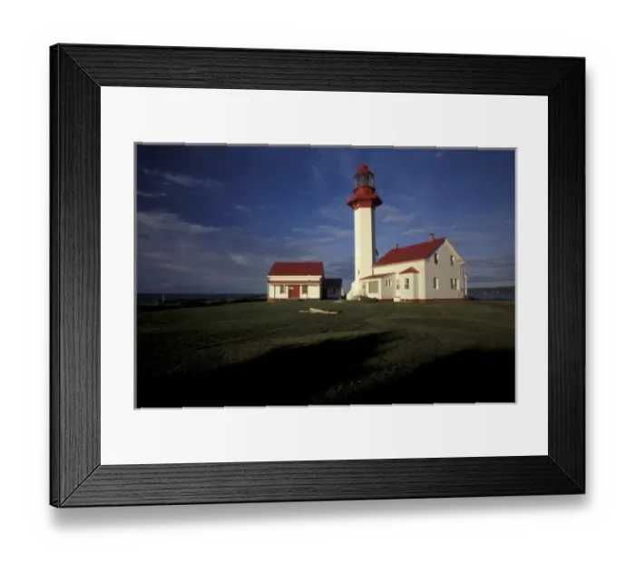 Framed Print : North America, Canada, Quebec, Gaspe Peninsula (Gaspesie) Pointe-de-Mitis lighthouse