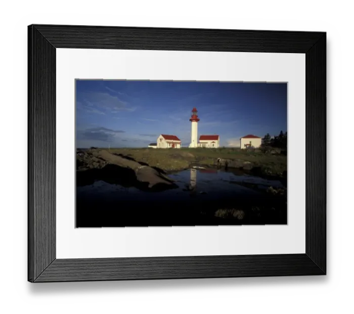 Framed Print : North America, Canada, Quebec, Gaspe Peninsula (Gaspesie) Pointe-de-Mitis lighthouse