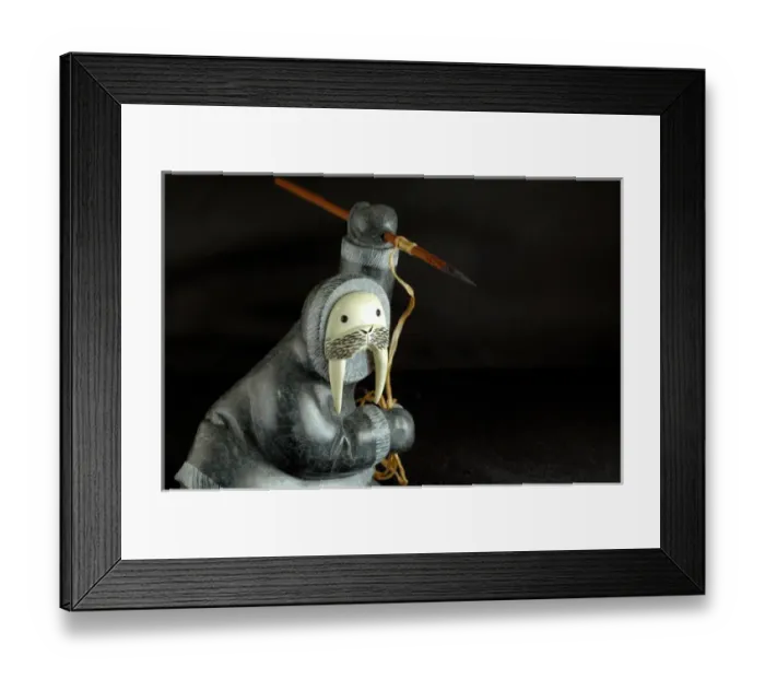 Framed Print : Canada, First Nations Canadian art. Typical Inuit stone sculpture, by Master Sculptor Eddie Lee Framed Print : Canada, First Nations Canadian art. Typical Inuit stone sculpture, by Master Sculptor Eddie Lee