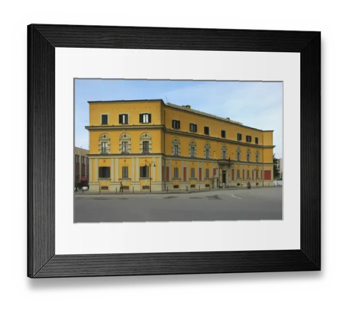 Framed Print : Albania, Tirana, Skanderbeg square, buildings in Italian Fascist style