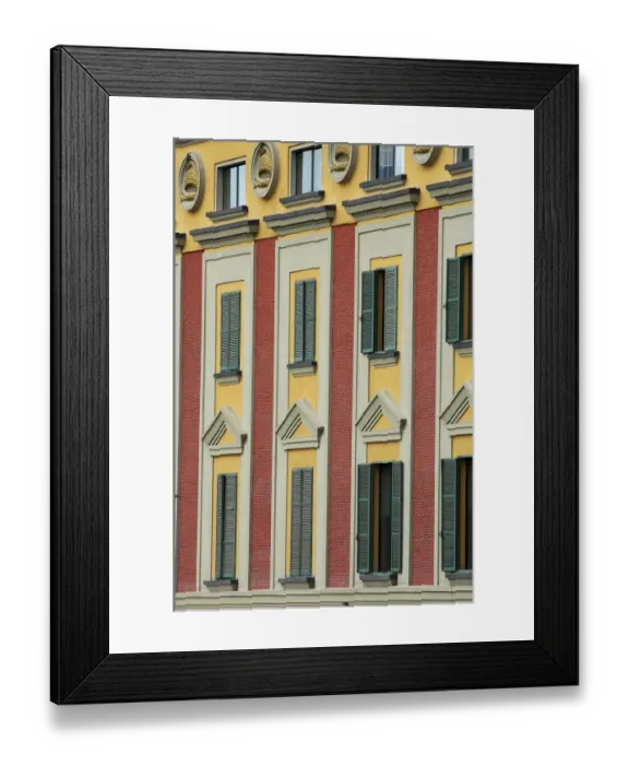 Framed Print : Albania, Tirana, Skanderbeg square, buildings in Italian Fascist style