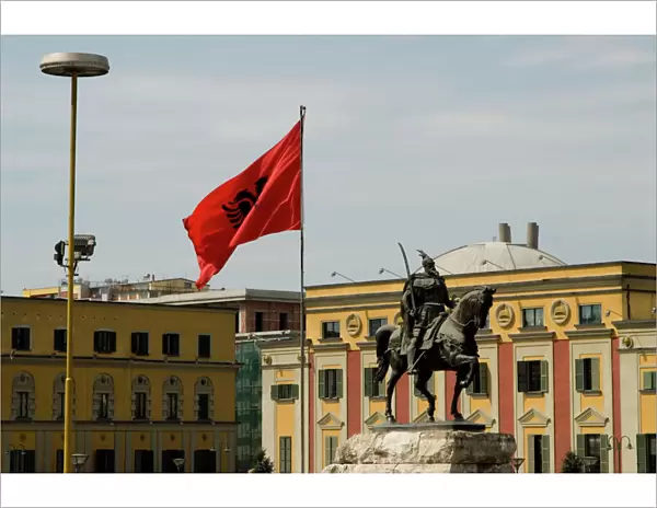 Albania, Tirana, Skanderbeg square, buildings in Italian Fascist style
