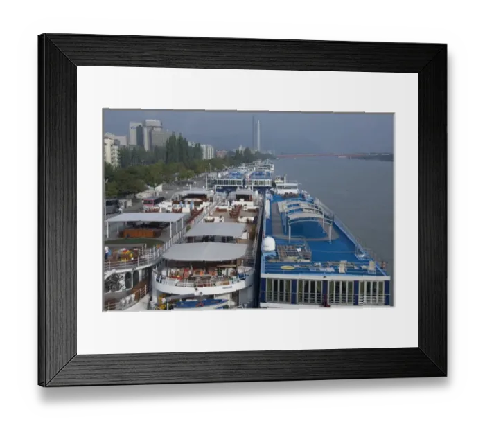 Framed Print : Austria, Vienna. Riverboats docked side by side along the Danube River Framed Print : Austria, Vienna. Riverboats docked side by side along the Danube River