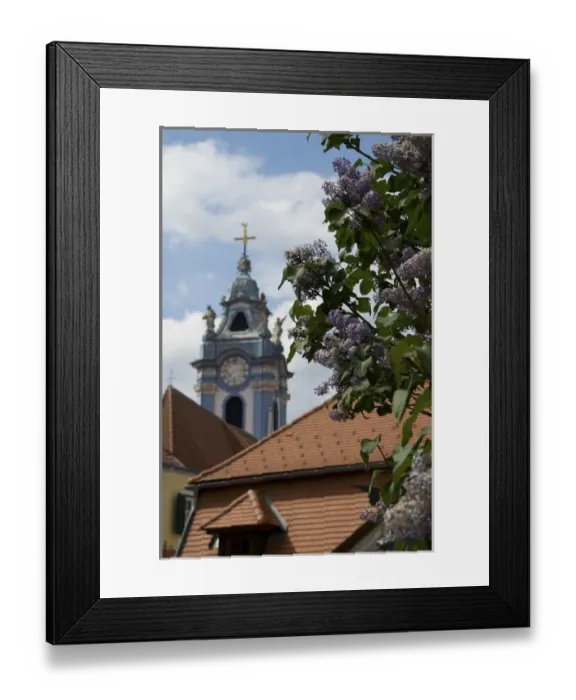 Framed Print : Europe, Austria, Wachau Valley, Lower Austria, Durnstein, abbey, clock tower