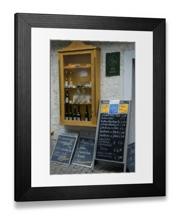 Framed Print : Europe, Austria, Wachau Valley, Lower Austria, Durnstein, outside of wine shop Framed Print : Europe, Austria, Wachau Valley, Lower Austria, Durnstein, outside of wine shop