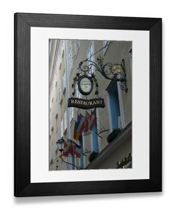 Framed Print : Europe, Austria, Salzburg Stadt, Salzburg, Spaghetti & Co. sign on Getreidegasse Framed Print : Europe, Austria, Salzburg Stadt, Salzburg, Spaghetti & Co. sign on Getreidegasse