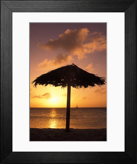 Framed Print : Caribbean, Aruba, Arashi beach at sunset