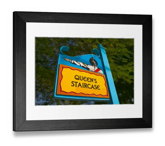 Framed Print : BAHAMAS, New Providence Island, Nassau Sign for Queens Staircase Framed Print : BAHAMAS, New Providence Island, Nassau Sign for Queens Staircase
