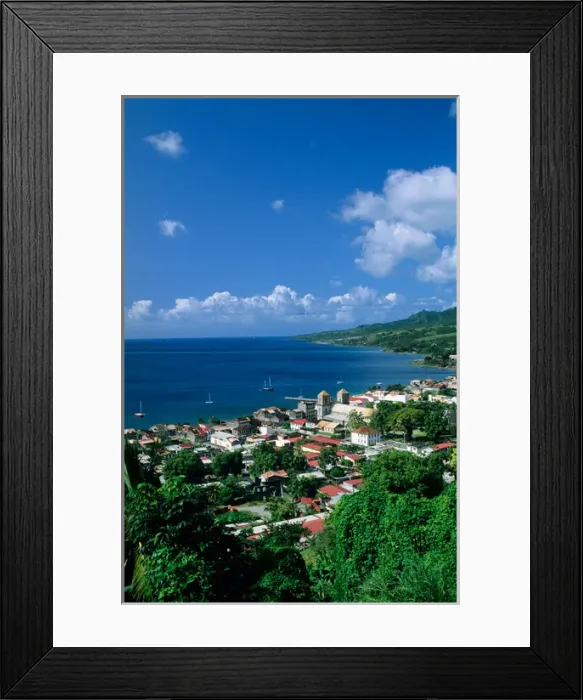 Framed Print : Town of Saint Pierre on the island of Martinique in the Caribbean Sea