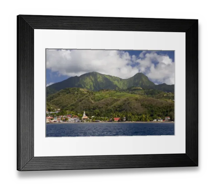 Framed Print : MARTINIQUE. French Antilles. West Indies. Pitons du Carbet rise above town of Le Carbet Framed Print : MARTINIQUE. French Antilles. West Indies. Pitons du Carbet rise above town of Le Carbet