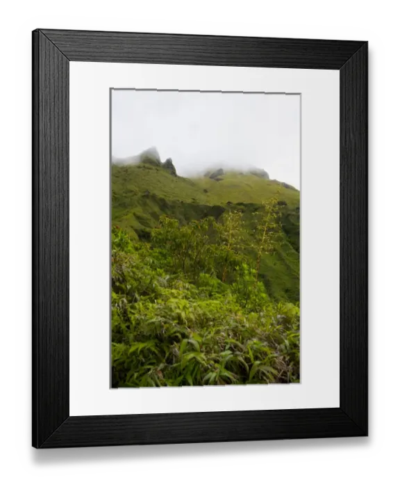 Framed Print : MARTINIQUE. French Antilles. West Indies. Tropial vegetation below cloud-shrouded sumitt of Mt Framed Print : MARTINIQUE. French Antilles. West Indies. Tropial vegetation below cloud-shrouded sumitt of Mt