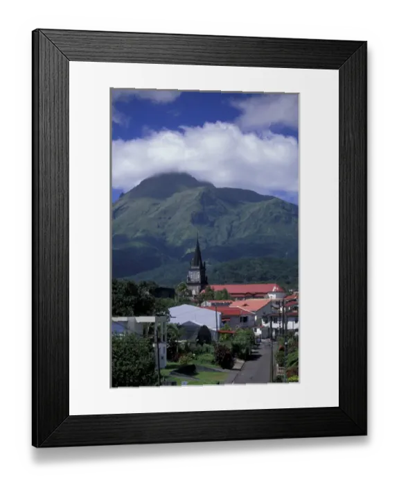 Framed Print : Caribbean, French West Indies, Martinique, Morne Rouge. View of the town church Framed Print : Caribbean, French West Indies, Martinique, Morne Rouge. View of the town church