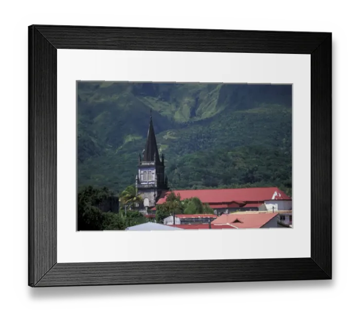 Framed Print : Caribbean, French West Indies, Martinique, Morne Rouge. View of the town church Framed Print : Caribbean, French West Indies, Martinique, Morne Rouge. View of the town church