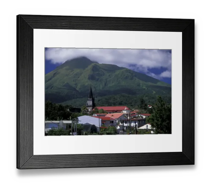 Framed Print : Caribbean, French West Indies, Martinique, Morne Rouge. View of the town church Framed Print : Caribbean, French West Indies, Martinique, Morne Rouge. View of the town church