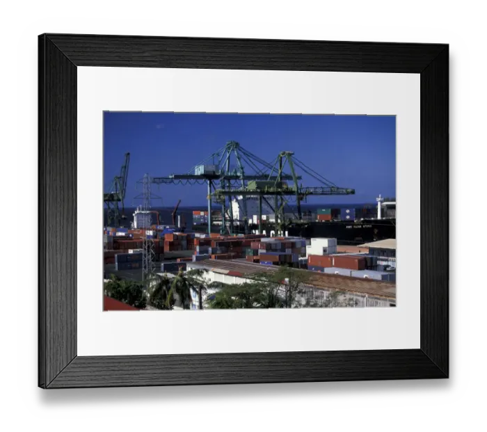 Framed Print : Caribbean, French West Indies, Martinique, Fort-de-France. View of commercial port