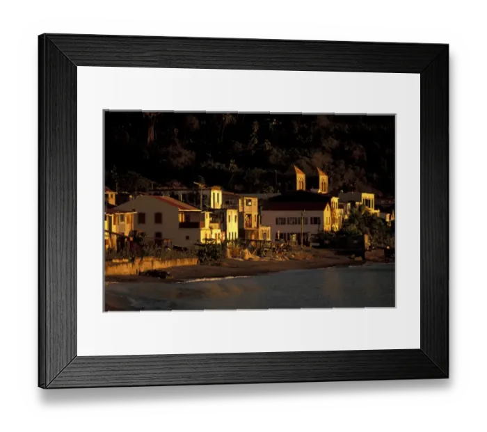 Framed Print : Caribbean, French West Indies, Martinique, Sainte-Pierre. Town view from harbor