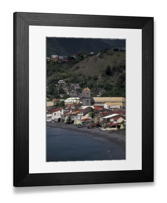 Framed Print : Caribbean, French West Indies, Martinique, Sainte-Pierre View of town church Framed Print : Caribbean, French West Indies, Martinique, Sainte-Pierre View of town church