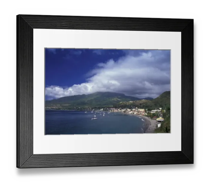 Framed Print : Caribbean, French West Indies, Martinique, Sainte-Pierre. Town view from Harbor Framed Print : Caribbean, French West Indies, Martinique, Sainte-Pierre. Town view from Harbor
