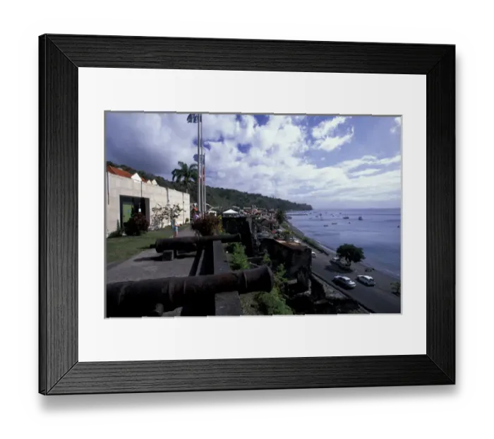 Framed Print : Caribbean, French West Indies, Martinique, Sainte-Pierre. Town View from Musee