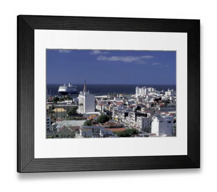 Framed Print : Caribbean, French West Indies, Martinique Fort-de-France; town from Calvaire Hill