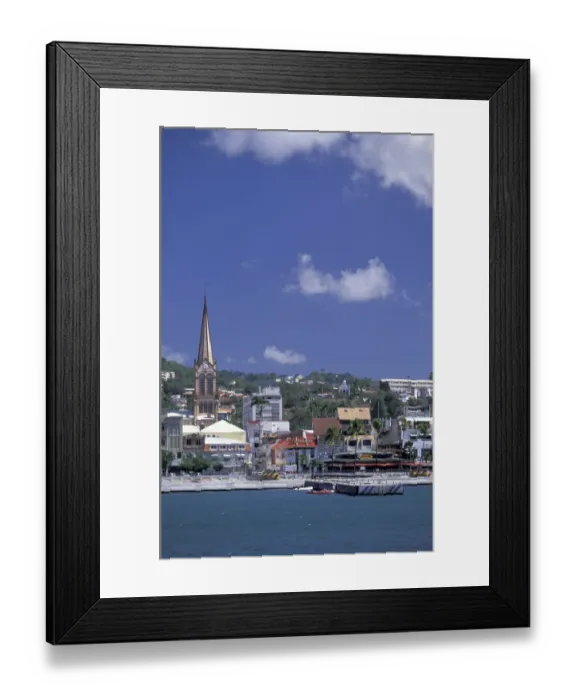 Framed Print : Caribbean, French West Indies, Martinique; Fort-de-France Town view from the harbor Framed Print : Caribbean, French West Indies, Martinique; Fort-de-France Town view from the harbor
