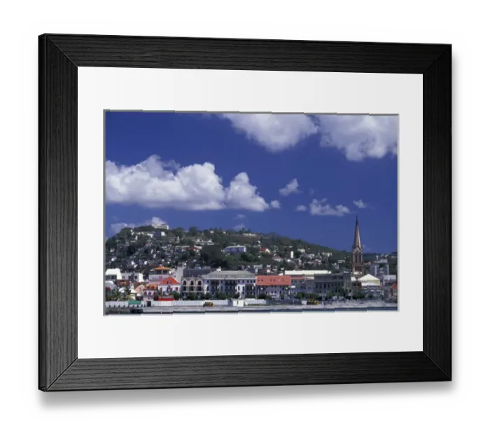 Framed Print : Caribbean, French West Indies, Martinique; Fort-de-France Town view from the harbor Framed Print : Caribbean, French West Indies, Martinique; Fort-de-France Town view from the harbor