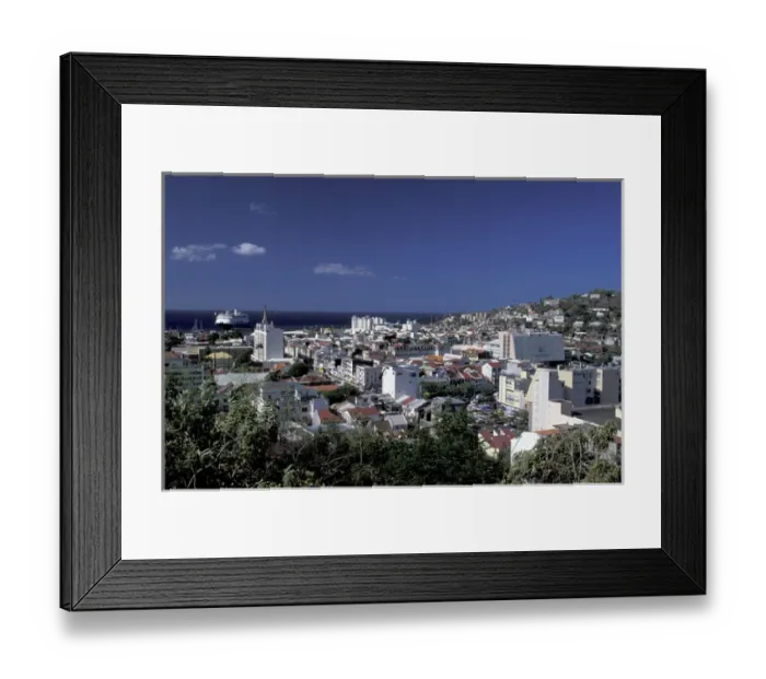 Framed Print : Caribbean, French West Indies, Martinique; Fort-de-France Town view from Calvaire Hill Framed Print : Caribbean, French West Indies, Martinique; Fort-de-France Town view from Calvaire Hill