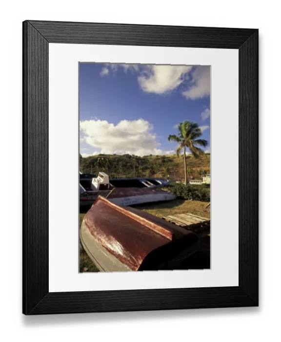 Framed Print : Caribbean, Montserrat, Little Bay. Fishing boats Framed Print : Caribbean, Montserrat, Little Bay. Fishing boats