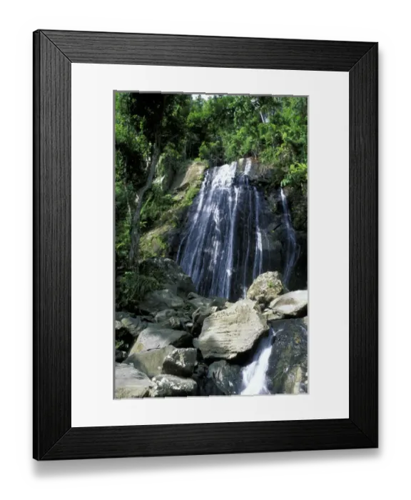 Framed Print : Caribbean, USA, Puerto Rico, El Yunque National Rain Forest. Waterfall Framed Print : Caribbean, USA, Puerto Rico, El Yunque National Rain Forest. Waterfall