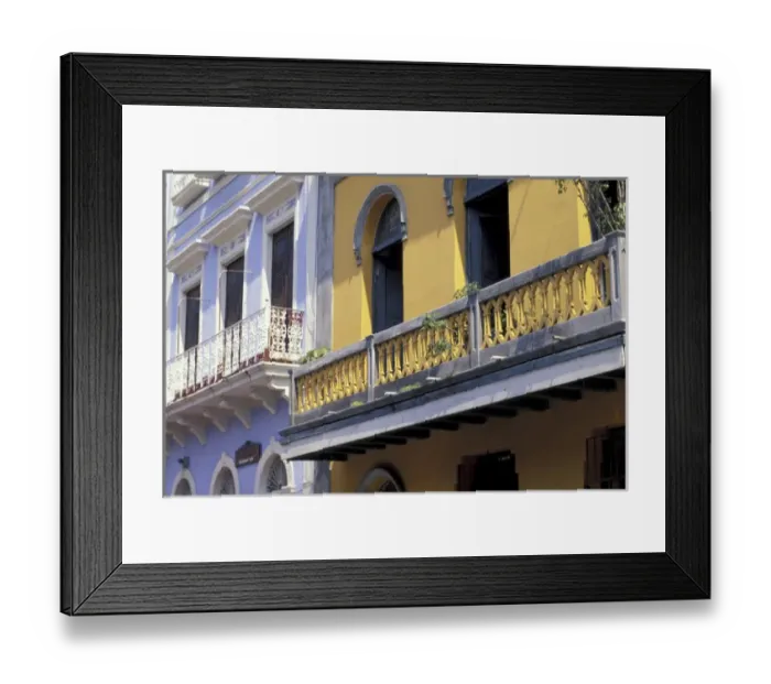 Framed Print : CARIBBEAN, Puerto Rico, Old San Juan Colorful old buildings with balconies Framed Print : CARIBBEAN, Puerto Rico, Old San Juan Colorful old buildings with balconies