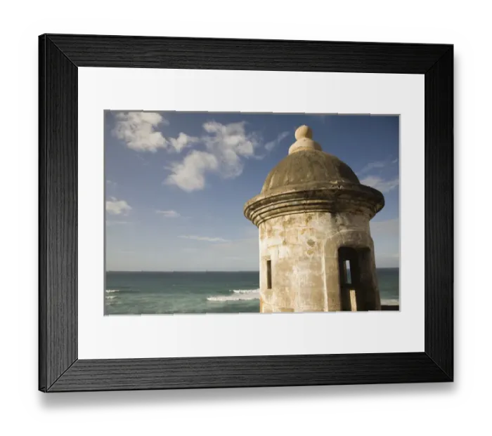 Framed Print : Caribbean, Puerto Rico, Old San Juan. Turret of Fort San Cristobal and Atlantic Ocean Framed Print : Caribbean, Puerto Rico, Old San Juan. Turret of Fort San Cristobal and Atlantic Ocean
