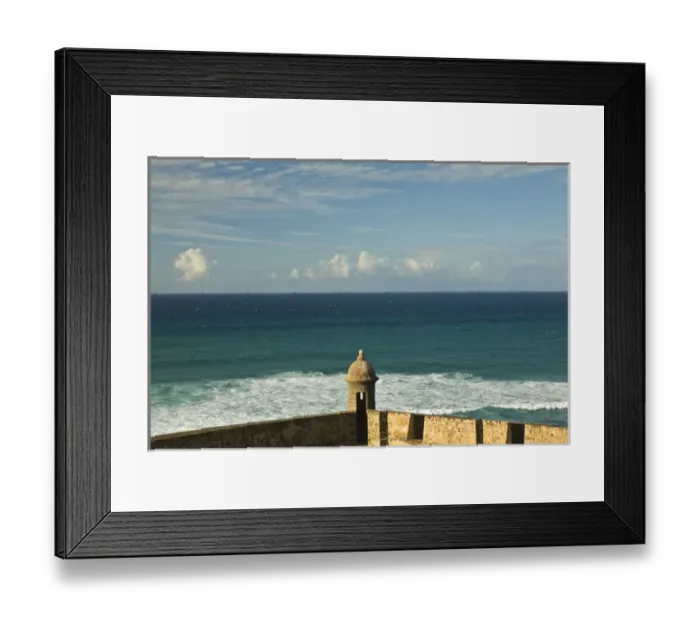 Framed Print : Caribbean, Puerto Rico, Old San Juan. Turret of Fort San Cristobal and Atlantic Ocean Framed Print : Caribbean, Puerto Rico, Old San Juan. Turret of Fort San Cristobal and Atlantic Ocean