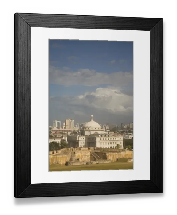 Framed Print : Caribbean, Puerto Rico, Old San Juan. View of San Juan from Fort. St. Cristobal