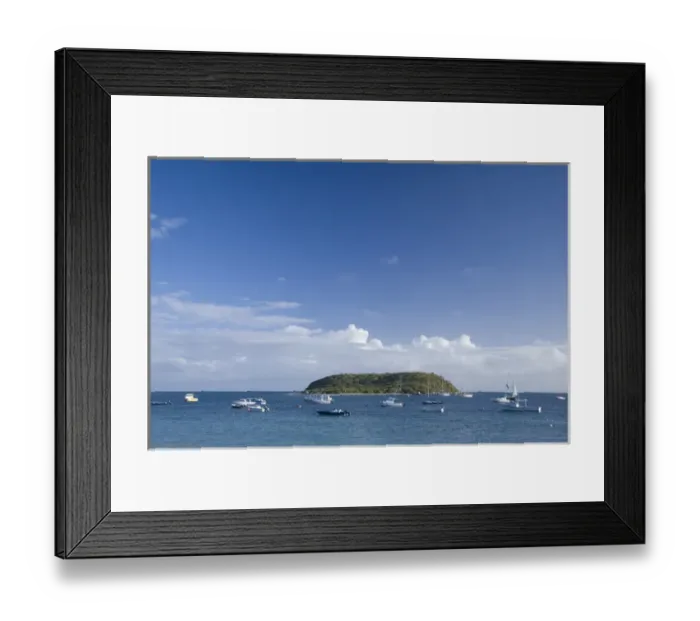 Framed Print : United States, Puerto Rico, Vieques, Esperanza. Boats moored near island Framed Print : United States, Puerto Rico, Vieques, Esperanza. Boats moored near island