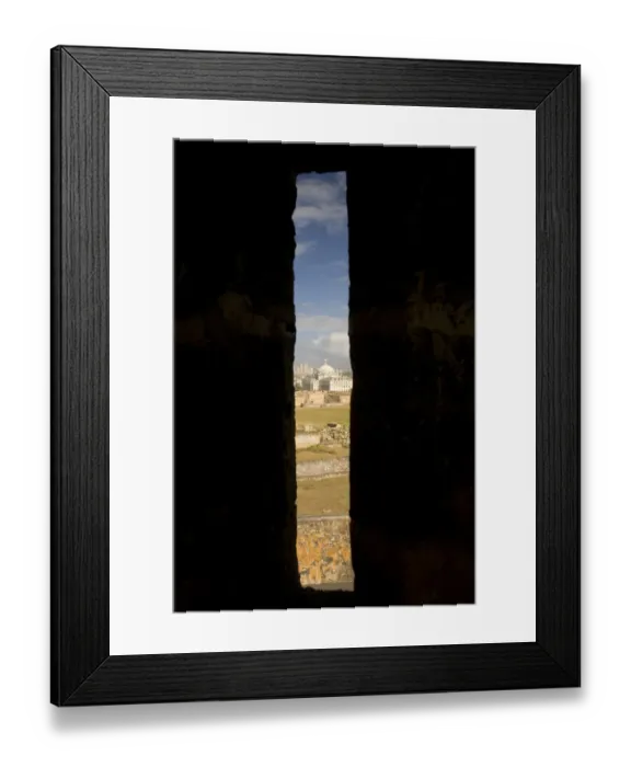 Framed Print : Caribbean, Puerto Rico, Old San Juan. View through window of turret of Fort San Cristobal Framed Print : Caribbean, Puerto Rico, Old San Juan. View through window of turret of Fort San Cristobal