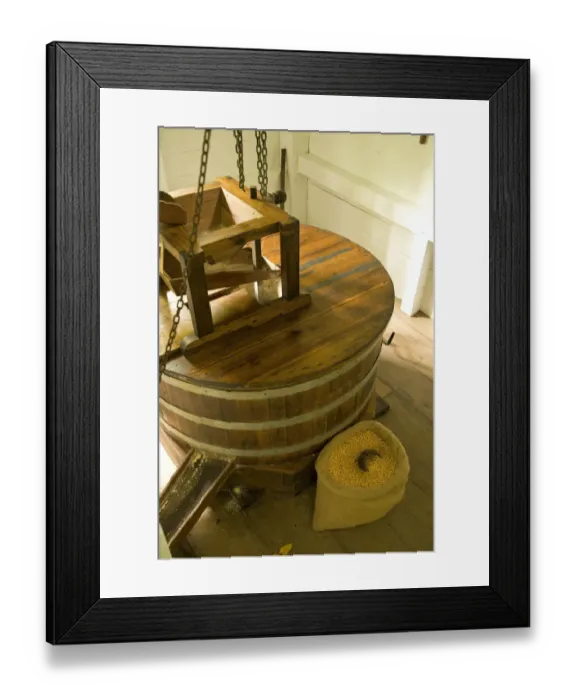 Framed Print : United States, Puerto Rico, Ponce. Corn grinder at Hacienda Buena Vista, a restored coffee Framed Print : United States, Puerto Rico, Ponce. Corn grinder at Hacienda Buena Vista, a restored coffee