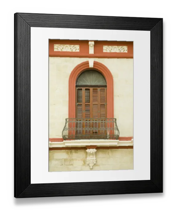 Framed Print : United States, Puerto Rico, Ponce. Traditional colonial architecture with wrought-iron balcony Framed Print : United States, Puerto Rico, Ponce. Traditional colonial architecture with wrought-iron balcony