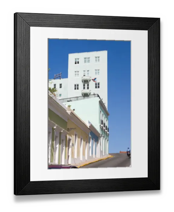 Framed Print : Homes on Avenue Munoz Rivera near Fort San Cristobal in San Juan, Puerto Rico Framed Print : Homes on Avenue Munoz Rivera near Fort San Cristobal in San Juan, Puerto Rico