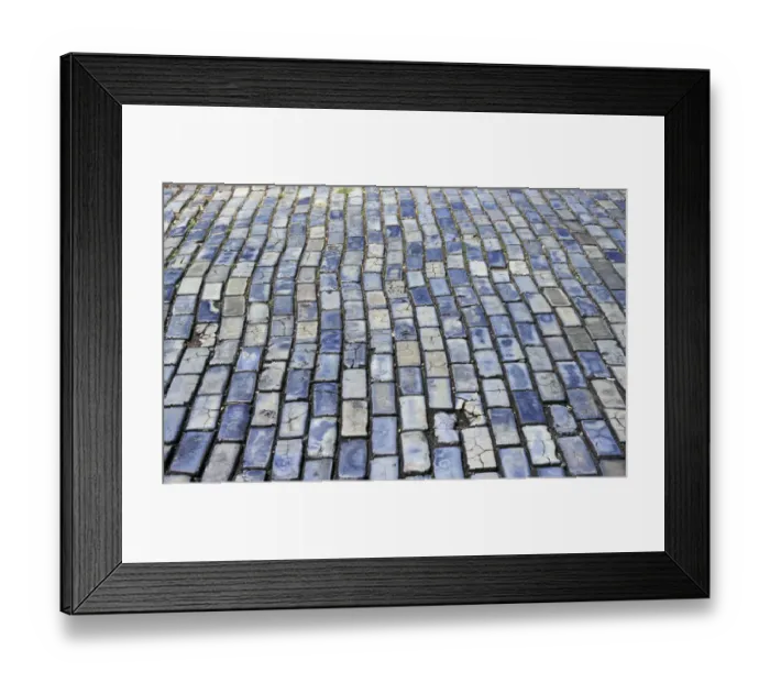 Framed Print : Puerto Rico. Cobblestone street; small stone as ballast on Spaniards galleons