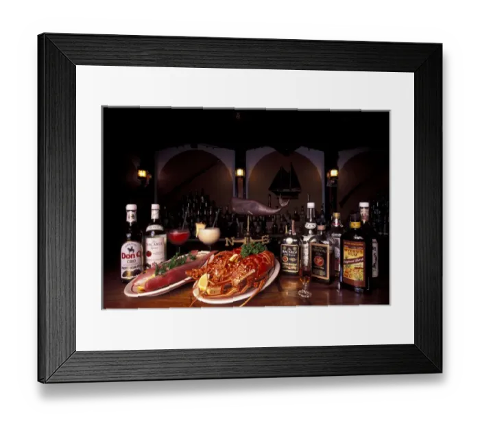 Framed Print : Puerto Rico, traditional food in Puerto Rico: lobster, fish, and rum Framed Print : Puerto Rico, traditional food in Puerto Rico: lobster, fish, and rum