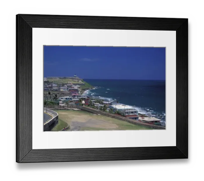 Framed Print : Puerto Rico, Old San Juan. Partial view of the old city and El Morro Fort, 16th century