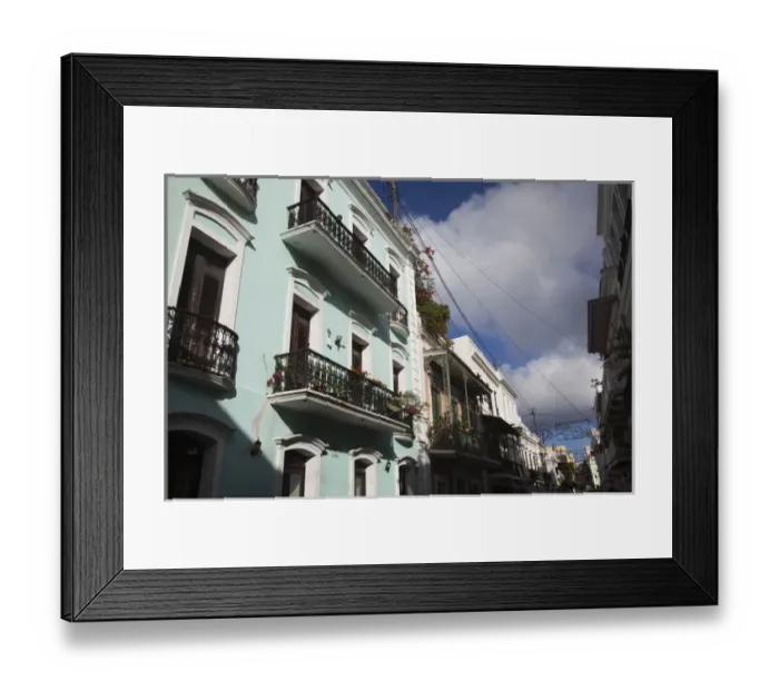 Framed Print : Puerto Rico, San Juan, Old San Juan, colorful buildings