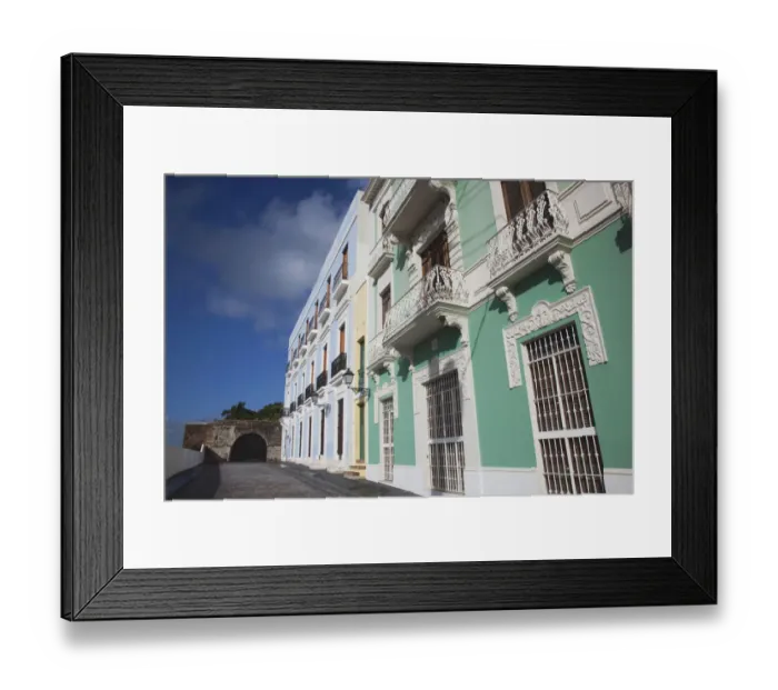 Framed Print : Puerto Rico, San Juan, Old San Juan, building detail on Tetuan Street
