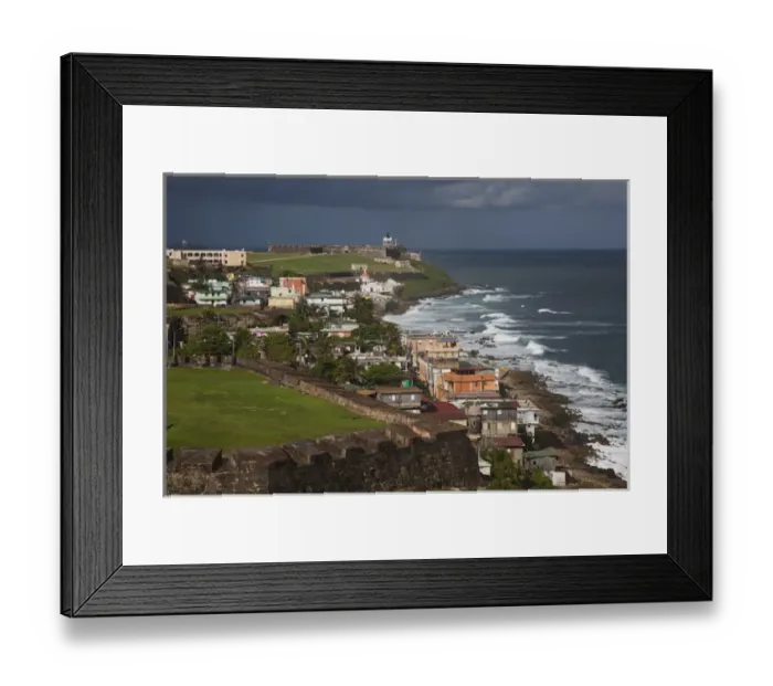 Framed Print : Puerto Rico, San Juan, Old San Juan, El Morro Fortress and La Perla village from Fort San Cristobal Framed Print : Puerto Rico, San Juan, Old San Juan, El Morro Fortress and La Perla village from Fort San Cristobal