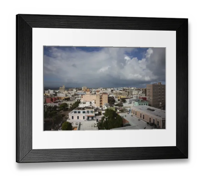 Framed Print : Puerto Rico, San Juan, Old San Juan, elevated city view from Fort San Cristobal