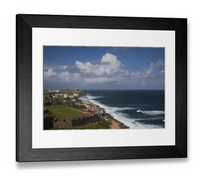 Framed Print : Puerto Rico, San Juan, Old San Juan, El Morro Fortress and La Perla village from Fort San Cristobal Framed Print : Puerto Rico, San Juan, Old San Juan, El Morro Fortress and La Perla village from Fort San Cristobal