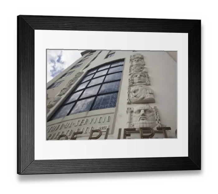 Framed Print : Puerto Rico, San Juan, art-deco Banco Popular building, detail